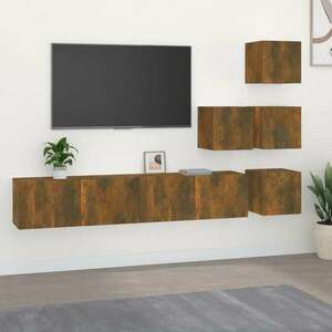 Füstös tölgyszínű falra szerelhető szerelt fa tv-szekrény kép