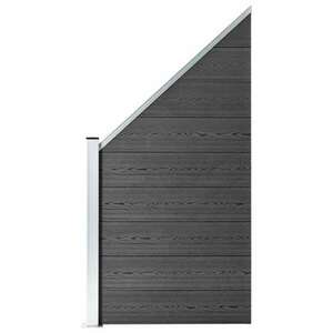 vidaXL fekete WPC kerítéspanel 95 x (105-180) cm kép
