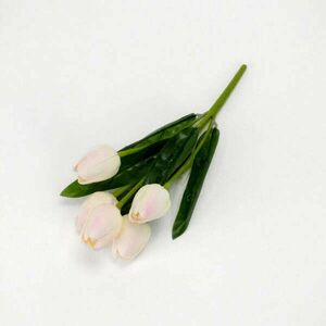 Selyemvirág, szálas - 5 ágú tulipán csokor, halvány rózsaszín 30c... kép