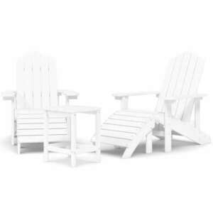 Fehér hdpe kerti adirondack székek lábtartóval és asztallal kép