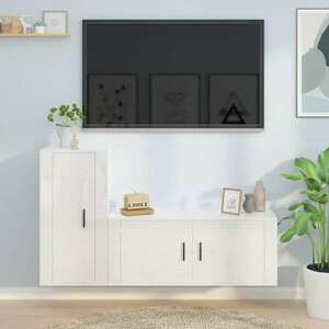 vidaXL 2 részes magasfényű fehér szerelt fa TV-szekrényszett kép