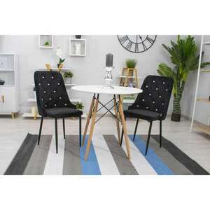 Skandináv stílusú szék, Amore, bársony, fém, fekete, 48x56x93 cm, ... kép