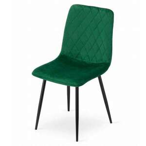 Skandináv stílusú szék, Torino, bársony, fém, zöld és fekete, 44.... kép