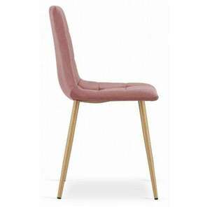 Skandináv stílusú szék, Kara, bársony, fa, rózsaszín, 44.5x50.5x87 cm kép