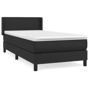 Fekete műbőr rugós ágy matraccal 100 x 200 cm kép