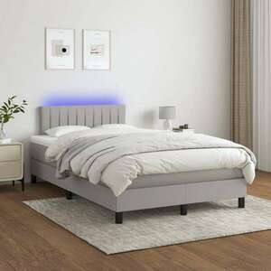 vidaXL világosszürke szövet rugós és LED-es ágy matraccal 120 x 200 cm kép