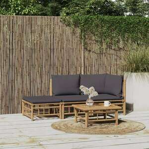 vidaXL 3 részes bambusz kerti ülőgarnitúra sötétszürke párnákkal kép