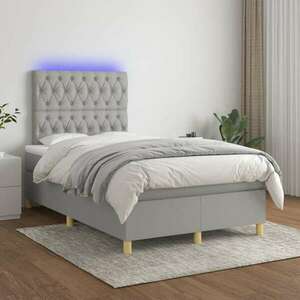 vidaXL világosszürke szövet rugós és LED-es ágy matraccal 120 x 200 cm kép