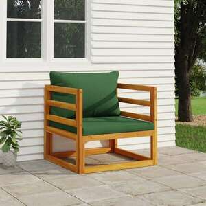 vidaXL tömör akácfa kerti szék zöld párnákkal kép