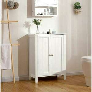 Fürdőszobai szekrény, Vasagle, MDF lap, 2 polc, 2 ajtó, fehér, 60... kép