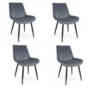 Skandináv stílusú székek, velúr, fém, szürke, 4-es készlet, 54x61... kép