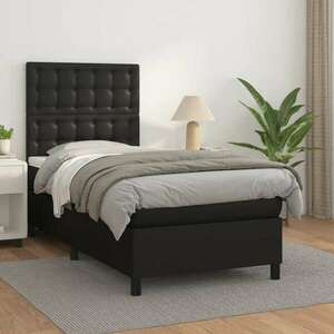 vidaXL fekete műbőr ágy matraccal 90 x 200 cm kép