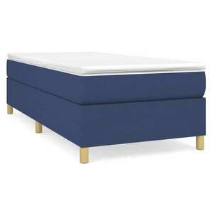 vidaXL kék szövet rugós ágy matraccal 90 x 190 cm kép