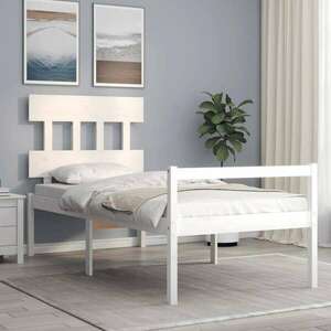vidaXL fehér tömör fa ágy időseknek fejtámlával 90x200 cm kép
