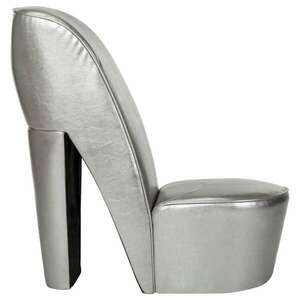 Ezüstszínű magas sarkú cipő formájú műbőr szék kép