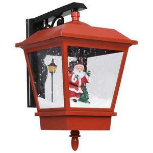 Piros karácsonyi fali lámpa led-ekkel és mikulással 40x27x45 cm kép