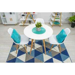Asztal skandináv stílus, Mercaton, kerek, MDF és fa, fehér, 80x72 cm kép