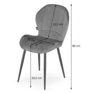 Skandináv stílusú szék, , Terni, bársony, fém, fekete, 50x62x86 c... kép