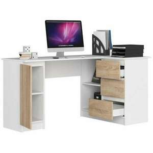 Saroki számítógépes asztal, laminált lap, 3 fiók, 4 polc, fehér é... kép