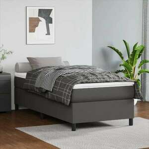 Szürke műbőr rugós ágy matraccal 90 x 200 cm kép