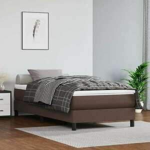 vidaXL barna műbőr rugós ágy matraccal 90 x 200 cm kép