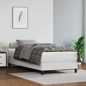 vidaXL fehér műbőr rugós ágy matraccal 100 x 200 cm kép
