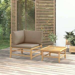 2 részes bambusz kerti ülőgarnitúra tópszínű párnákkal kép