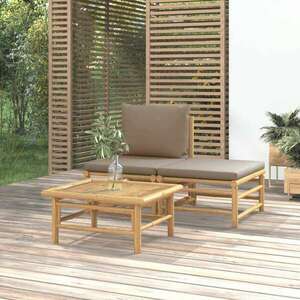 vidaXL 3 részes bambusz kerti ülőgarnitúra tópszínű párnákkal kép