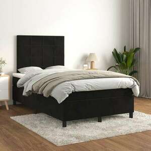 Fekete bársony rugós ágy matraccal 120 x 200 cm kép