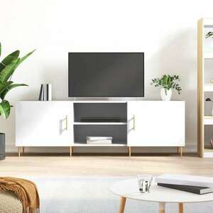 Fehér magasfényű műfa tv-szekrény 150x30x50 cm kép