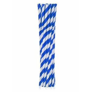 Blue Stripes, Kék rugalmas papír szívószál 12 db-os kép