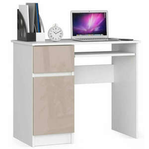 Íróasztal - Akord Furniture - 90 cm - fehér / magasfényű bézs (bal) kép