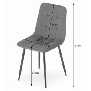 Skandináv stílusú szék, Kara, bársony, fém, szürke és fekete, 44.... kép
