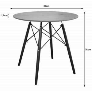 Skandináv stílusú asztal, Mercaton, kerek, MDF és fa, natúr, 80x7... kép