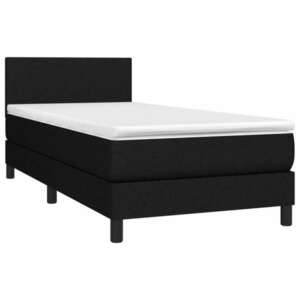 Fekete szövet rugós és led-es ágy matraccal 90x200 cm kép