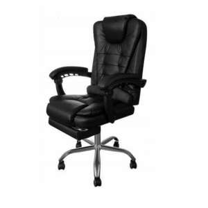 Irodai szék lábtartóval, forgatható, öko-bőr, fekete, 65x102/110 cm kép