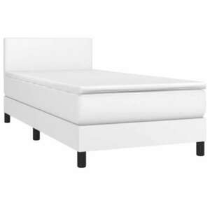 Fehér műbőr rugós ágy matraccal és led-del 90x200 cm kép