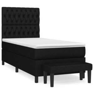 Fekete szövet rugós ágy matraccal 100 x 200 cm kép