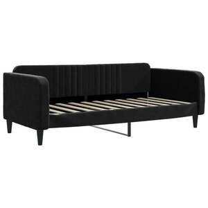 Fekete bársony kanapéágy 90 x 190 cm kép