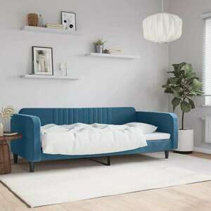 Kék bársony kanapéágy 90 x 200 cm kép