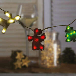 Meseszép fényfüzér, átlátszó kábel, karácsonyi motívumok, meleg f... kép