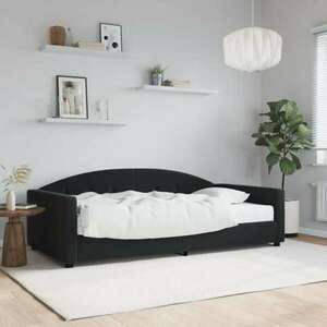 vidaXL fekete bársony kanapéágy matraccal 100 x 200 cm kép