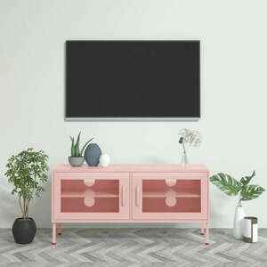 vidaXL rózsaszín acél TV-szekrény 105 x 35 x 50 cm kép