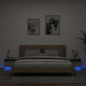 vidaXL 2 db szürke sonoma színű éjjeliszekrény LED-ekkel 40x39x37 cm kép