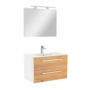 Vario Clam 80 komplett fürdőszoba bútor fehér-tölgy kép