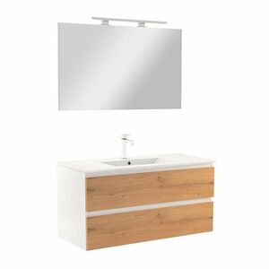 Vario Forte 100 komplett fürdőszoba bútor fehér-tölgy kép