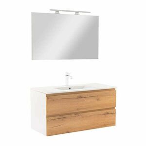 Vario Pull 100 komplett fürdőszoba bútor fehér-tölgy kép
