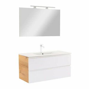 Vario Pull 100 komplett fürdőszoba bútor tölgy-fehér kép