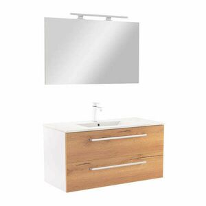Vario Clam 100 komplett fürdőszoba bútor fehér-tölgy kép
