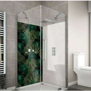 Wallplex fürdőszobai dekorpanel Fekete pálmalevelek 90 cm x 200 c... kép